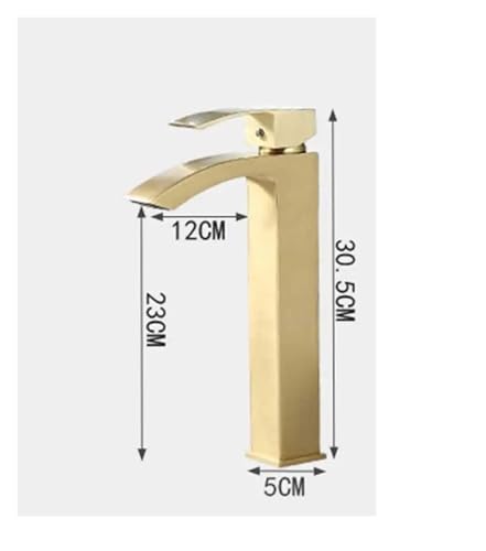 Mitigeur lavabo cascade carrée en laiton or avec commande à levier unique - 3