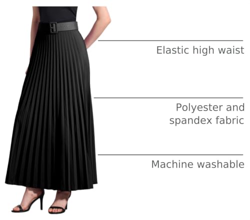 Image of Allegra K Women High Waist Elastic Flowy A-Line Maxi Pleated Skirt
