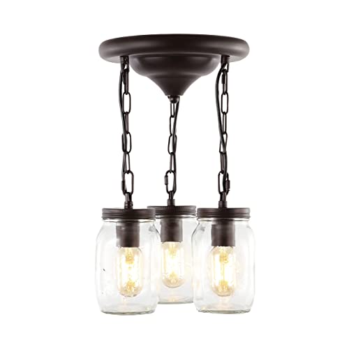 JONATHAN Y Gaines 3-Light Semi Flush Mount 11", Oil Rubbed Bronze by JONATHAN Y - Used condition - US$47.18