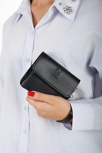 Mini Kadın Cüzdan El Bilek Askılı Nakit Bozuk Para Bölmeli Cüzdan Zarf Model (Siyah) - Görsel 7