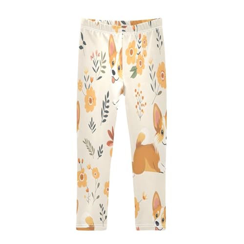 Bolaz Toddler Girls Leggings Printed Yoga Pants Leggings Yeloow Flower Dog for Kids