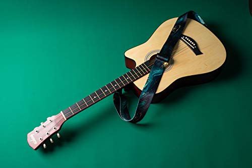 Qielizi Guitar Strap, Guitar Strap With Leather End Length Adjustable 2 Pick Holders & 2 Matching Picks For Electric Guitar, Acoustic Guitar And Bass - Unique Gift For Guitarist(Green Quicksand) #TOP5