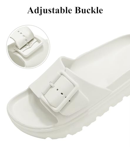 Image of Haifago Womens Platform Sandals with Arch Support, Summer Beach Slides with Adjustable Buckle, Comfort Lightweight Chunky Cushion Slip on Sandal