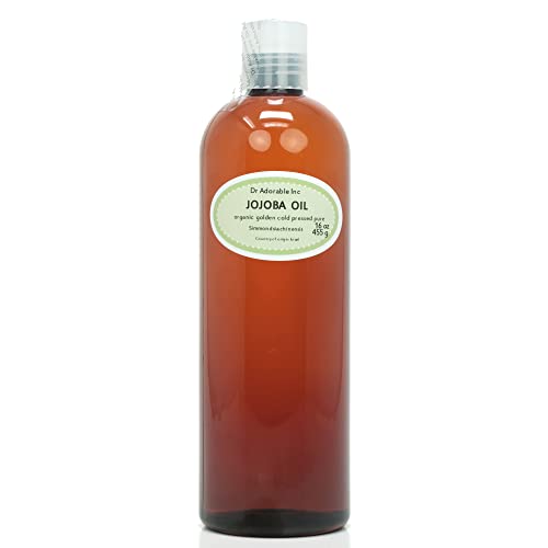 Dr Adorable - 16 oz - Jojoba Oil Golden - 100% Pure Natural Unrefined Organic Cold Pressed