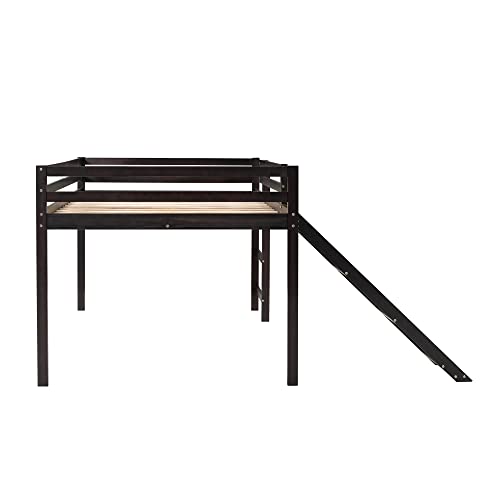 Eafurn Low Loft Bed With Slide, Multifunctional Design Full Loft Bed With Ladder,Wooden Loft Bed Frame For Kids Boys Girls #TOP5