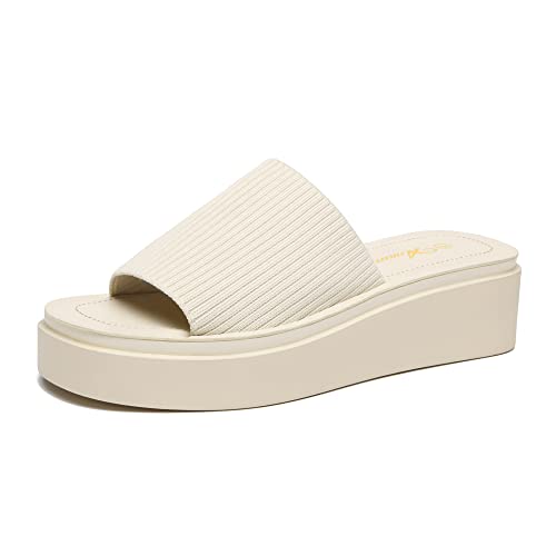 Athlefit Women's Slip On Platform Sandals Comfortable Open Toe Summer Flatform Slide Sandals