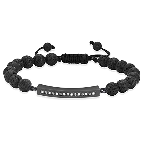 Image of memorial jewelry Classic Crystal Urn Bracelet Lava Stone 316L Stainless Steel Cremation Bangle Keepsake Urn Bracelet for Ashes