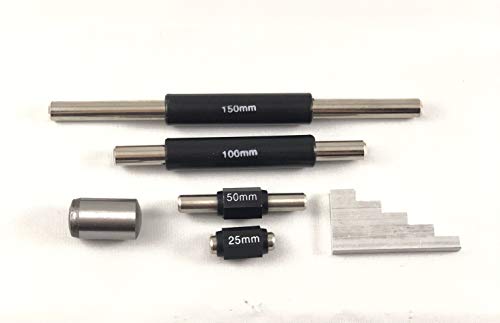 AnthroFlex - Varillas de medición de calibración de extremo estándar, juego de 5 varillas de 25 a 200 mm, bloque de calibración de 5 pasos de 10 a 50 mm y 16 mm de calibración métrica