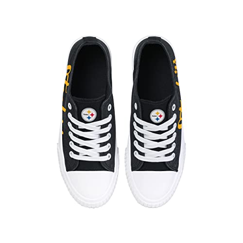 Image of FOCO Womens NFL Team Logo Ladies Fashion Color Glitter Low Top Canvas Sneakers Shoes