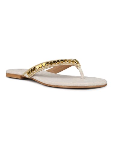 Image of Inc.5 womens Womens Gold Ethnic Embellished Round Toe Flats Euro 41 Slip-On