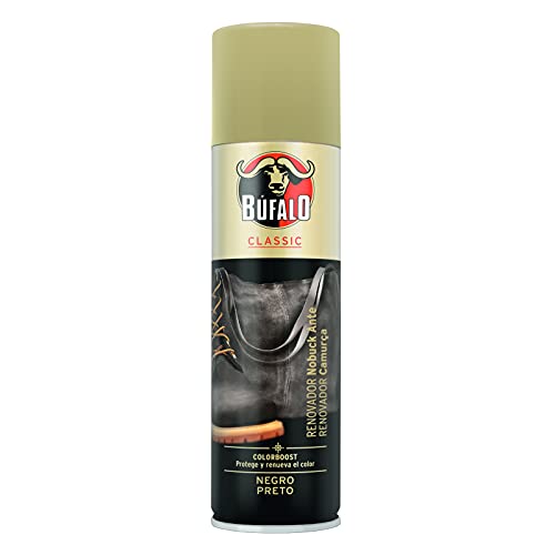 Búfalo Classic - Colorboost, Spray Color Negro para Cuidado del Calzado y Artículos de Ante y Nobuk, Protege y Renueva el Color - Spray de 250ml Cover