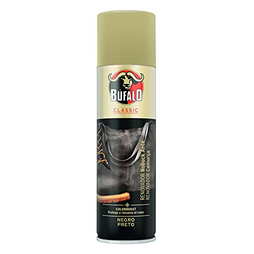 Búfalo Classic - Colorboost, Spray Color Negro para Cuidado del Calzado y Artículos de Ante y Nobuk, Protege y Renueva el Color - Spray de 250ml