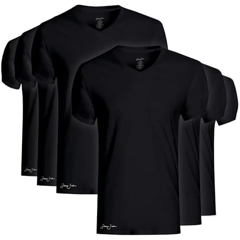 Sean John 6-Pack Men's Essential V-Neck Undershirts – Breathable, Tagless, Cotton Mens T Shirt – T Shirts for Men Pack (Large, Black) Cover