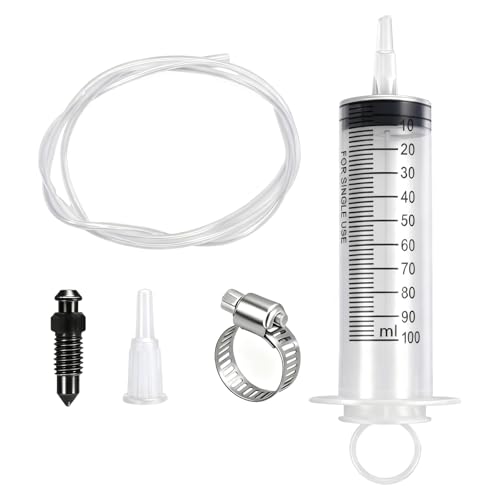 Lirynox Motorcycle Brake Bleed Kit, 5 Pcs 100ml Universal Brake Fluid Bleeder Kit, Air Pumping Brake Bleeding Tools with 50cm Hose for Motorcycle Motorbikes Scooters System Maintenance Repair