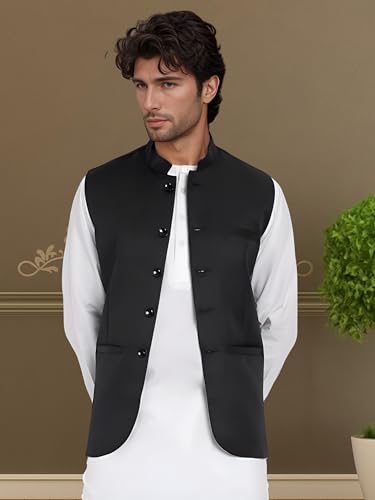 Image of ROCKSY Bandi Modi Koti, Nehru Jacket for Men, Cotton Waistcoat for All Occasion: Diwali, Wedding, Ethnic, Office Party, Formal & casual Look