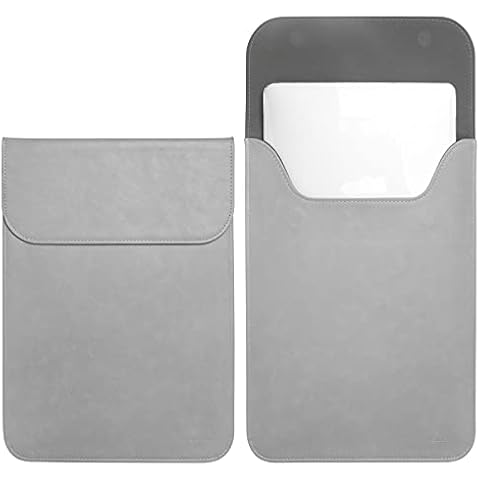 TECOOL 12.3-13 inch Leather Laptop Sleeve, PU Protective Notebook Case Cover Sleeve for 2018-2020 Macbook Air 13 M1 A2337/A1932/A2179, 2016-2020 Macbook Pro 13, Surface Pro X 7 6, Dell XPS 13 - Grey Cover