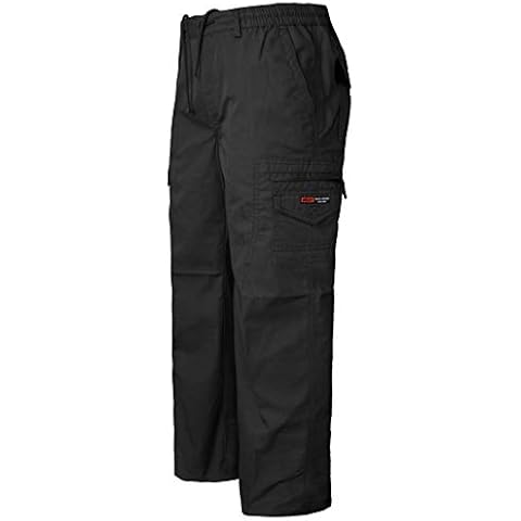 Whispering Jones London 2k16Jan Mens Elasticated Waist Summer Cotton Cargo Combat Long Trousers Zip[Black,L] Cover