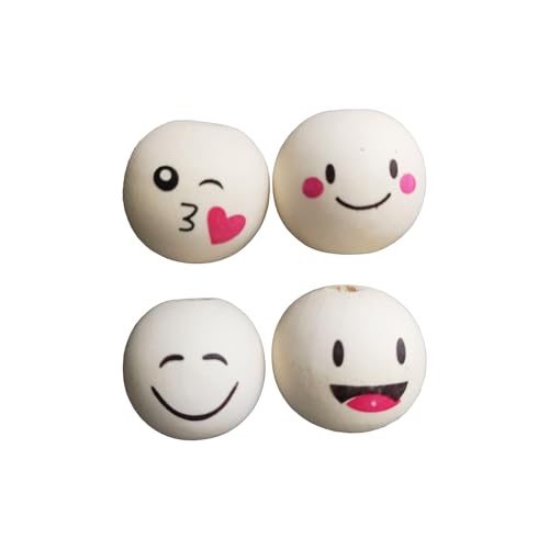 Benyong 60 Stück 25mm Holzperlen Mit Gesicht Holzkugeln Gesicht Holzköpfe Für Sorgenwürmchen Zum Basteln Köpfe Glückswürmchen Bemalte
