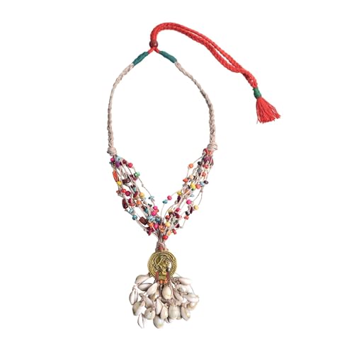 Image of AAKRITI ART CREATIONS Boho & Tribal Handcrafted Necklace Collection | Jute, Wooden & Brass Pendant Designs | Ethnic Collar, Loop & Statement Jewelry for Women | Artisan Festival & Everyday Wear