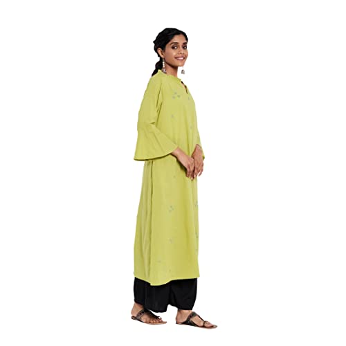 Image of Fabindia Women Cotton Cambric Chikankari Long Kurta