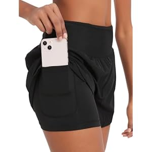 Monbessi Running Shorts Womens 2 in 1 Sports Shorts with Zipper Pocket Swim Shorts Ladies for Workout Training Yoga Jogging
