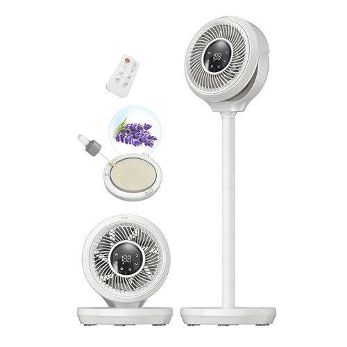 Image of Pedestal Fan for Bedroom, 180 Wide Oscillating & 90 Vertical Tilt, 20dB Ultra Quiet DC Motor Standing Fan with Remote, 15 Speed Settings, 3 Modes, 12H Timer, 15-38 inch Height Adjustable(white)