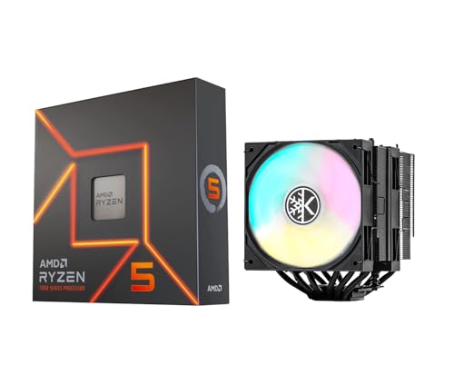 MICRO CENTER CPU Air Coolor Combo - AMD Ryzen 5 7600X CPU Processor with KINGCOOL Iron Wind 120mm ARGB CPU Air Cooler