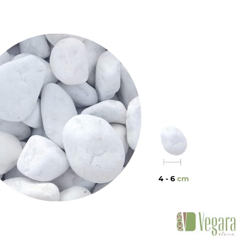 Vegara Stone Piedra de Jardín Decorativa, Canto Rodado Blanco Puro (250 kg, 40-60 mm) - Embellece tu Espacio Exterior con Elegancia Natural