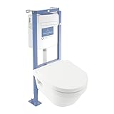 Pack WC suspendu sans bride VILLEROY ET BOCH Architectura 37 x 53 + abattant + plaque blanche + bâti
