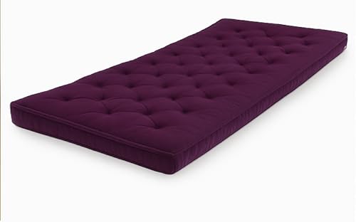 Image of ATOOTFUSION Cotton Floor Mattress, 4 inch Thick Tufted Cushion, 72 x 30 inch, Foldable, Rollable Light Weight Cotton Mattress (Purple)