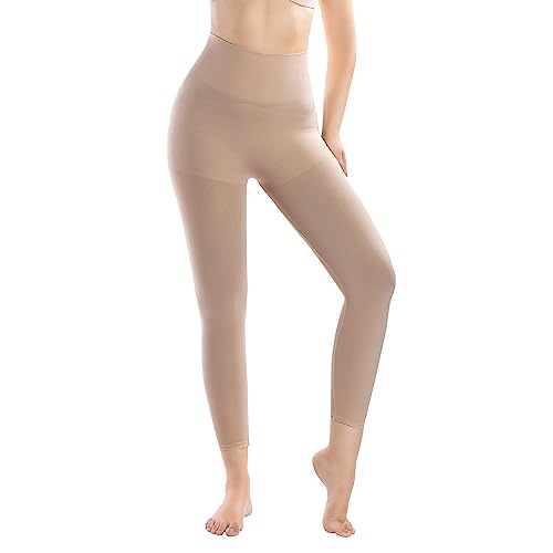 +MD Shapewear for Women Tummy Control Seamless High Waisted Light Compression Footless Tights Leggings Body Shaper for HIPS and Thighs (Large,Sienna)