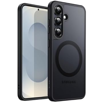 JETech Capa Magnética para Samsung Galaxy S25 5G, Compatível com MagSafe, Capa para Translúcida Fosca Traseira À Prova de Choque (Preto)