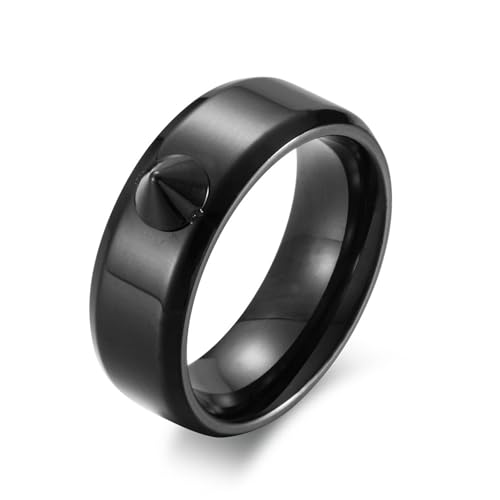 Sumpgle Anillo modelo de remache de acero de titanio Anillo de punta de metal simple Joyería de hip hop para hombres y mujeres