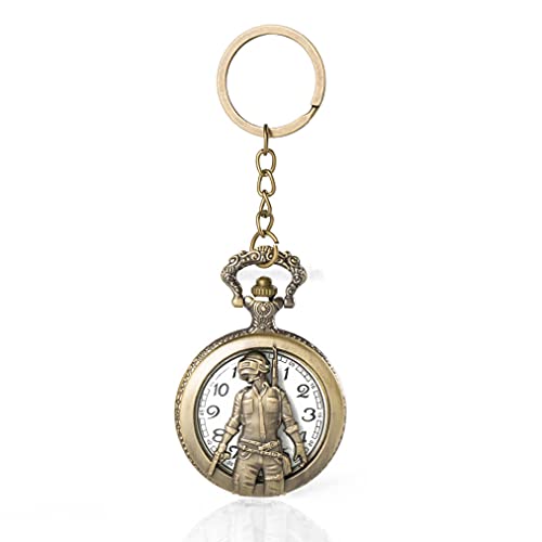 Image of AUGEN Pocket Watch Metal Keychain P.U.B.G Retro Vintage for Gifting With Key Ring Anti-Rust (Pack Of 1)