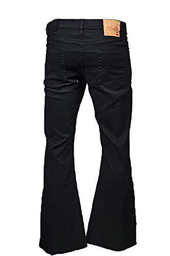 LCJ Denim Uomo Flare Stretch Indie Retro Jeans anni '70 Bell Bottoms LC16 Nero, Nero , W38 / L34