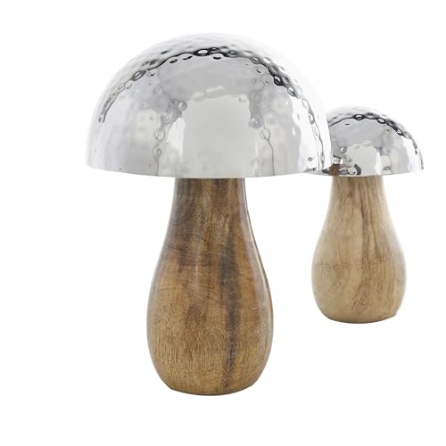 Escultura decorativa set de 3 piezas en acero inoxidable y madera miniatura 4