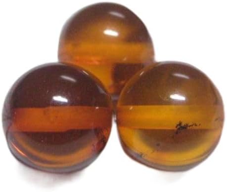 ()NO.9 天然琥珀(アンバー) 9ミリ(3粒入り)＜長寿精神安定＞大玉なのにクラック少なめ 仕分け済み天然石現品