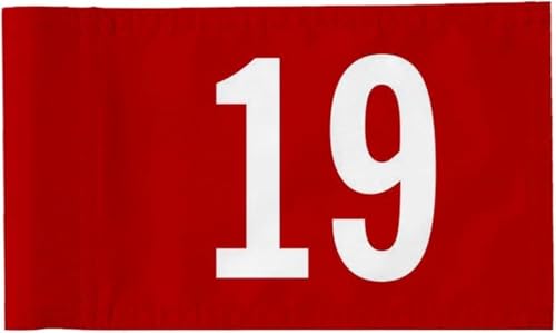 Standard Golf Flag Number 19 Golf Pin Flag Practic Putting Green Golf Flag For Backyard Garden Double-Sewn 600D Nylon Miniature Pin Flag (8″x6″)