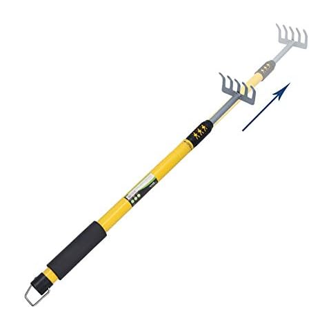 Telescopic Extendable Adjustable Handle Garden Rake 605mm - 865mm Leaves Cover