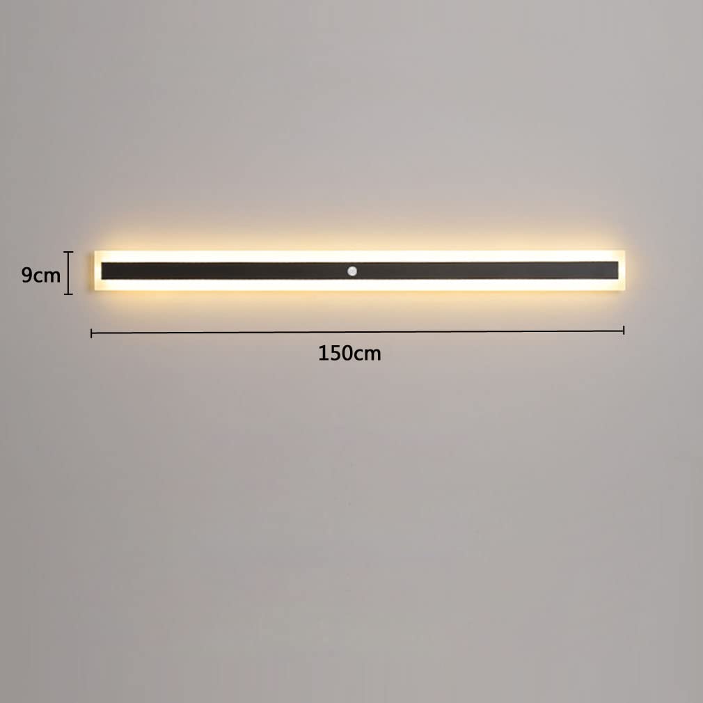 VOMI Langlich Aussen/Innen Wandleuchte mit Bewegungsmelder LED 150cm Warmweiß Moderne Flach Wandlampe Lang Schmal Up Down Wasserdicht IP65 Metall Wandbeleuchtung Flur Treppe Gärten 3000K