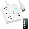 GHome Smart Power Strip Surge Protector 10A, Smart Plug that Works with Alexa & Google Home, 6 in 1 WiFi Outlets with APP Control, White Extension Cord 2.4G WiFi Only, ETL FCC Listed, No Hub Needed