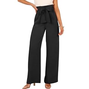 ANRABESS Womens Wide Leg Palazzo Pants Belted High Waisted Business Casual Flowy Long Trousers with Pockets