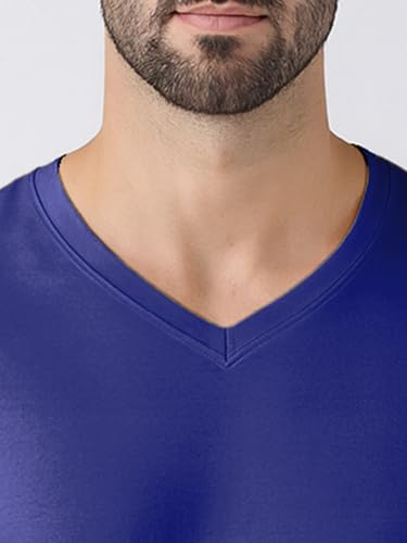 Image of Friskers Men's V-Neck Short Sleeves Cotton T-Shirt - Casual T-Shirt, Regular Fit