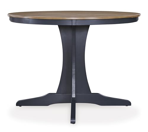 Signature Design by Ashley Landocken Casual Dining Table with Pedestal Base, Light Brown & Blue - Image 5