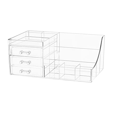 Cq Acrylic 3-Drawer Makeup Organizer Cover