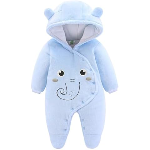 JiAmy Baby Flannel Winter Romper with Hoodie Cover