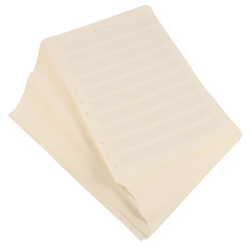 Veemoon Recambio para Cuaderno de Músicos 100 Hojas Sueltas de Papel de Repuesto en Blanco, 10 Líneas y Espacio de 3 MM para Principiantes y Músicos