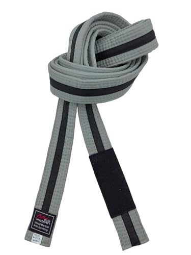 Cinturones brasileños de Jiu-Jitsu para jóvenes, sistema de grado BJJ menores de 16 años, ancho de 4 cm, color blanco, gris, amarillo, naranja y verde, Gris-negro, 240cm