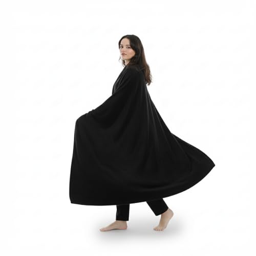 Wearable Blanket Oversized Hoodie Sweatshirt with Pocket for Women Men, Super Soft and Warm Fur Hooded Sweatshirt, Hoodies Suitable from 60k to 140k (Tall Black)