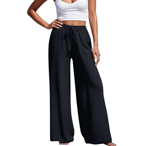 Pantalon de jogging fluide avec cordon de serrage ajustable pour silhouette droite élégante